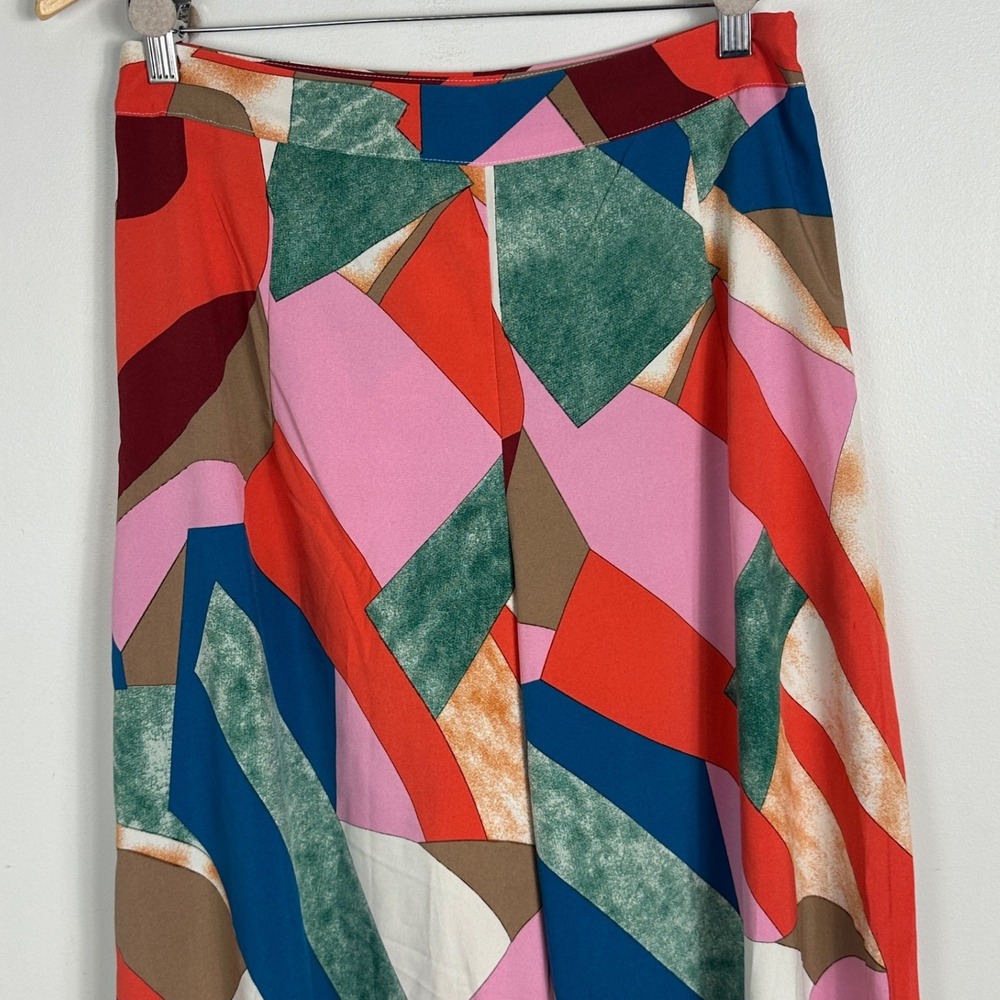 Luukse Wide Leg High Rise Pants Womens Sz Large Multicolour Geometric Print Boho - Picture 8 of 16